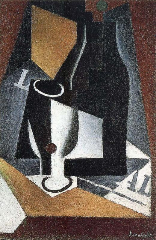 Juan Gris Bottle Cup and newspaper Norge oil painting art